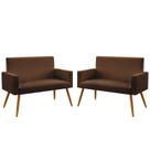 Kit 2 Poltronas Namoradeiras Nina Couro Marrom Aradecor