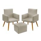 Kit 2 Poltronas Nina Com Puff Quasar Couro Bege Aradecor Kit 2 Poltronas Nina Com Puff Quasar Couro Bege Aradecor