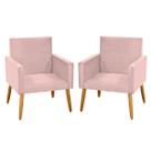 kit 2 Poltronas Nina Decorativas Escritório Veludo Rose Pé Palito Madeira-Maitê Moda Casa kit 2 Poltronas Nina Decorativas Escritório Veludo Rose Pé Palito Madeira-Maitê Moda Casa