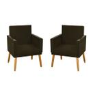 kit 2 Poltronas Nina Decorativas Luxo Marrom Escuro Rodapé Pé Palito Madeira-Maitê Moda Casa kit 2 Poltronas Nina Decorativas Luxo Marrom Escuro Rodapé Pé Palito Madeira-Maitê Moda Casa