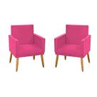 kit 2 Poltronas Nina Decorativas Luxo material sintético Rosa Pink