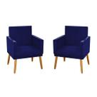 kit 2 Poltronas Nina Decorativas Luxo Suede Azul Marinho Rodapé-Maitê Moda Casa