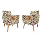 kit 2 Poltronas Nina Decorativas Suede Triângulo Bege Rodapé Pé Palito Madeira-Maitê Moda Casa kit 2 Poltronas Nina Decorativas Suede Triângulo Bege Rodapé Pé Palito Madeira-Maitê Moda Casa