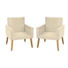 kit 2 Poltronas Nina Decorativas Tecido Suede Bege Pé Palito Madeira-Maitê Moda Casa kit 2 Poltronas Nina Decorativas Tecido Suede Bege Pé Palito Madeira-Maitê Moda Casa