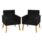 kit 2 Poltronas Nina Decorativas Tecido Suede Preto Pé Palito Madeira-Maitê Moda Casa kit 2 Poltronas Nina Decorativas Tecido Suede Preto Pé Palito Madeira-Maitê Moda Casa
