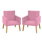 kit 2 Poltronas Nina Decorativas Tecido Suede Rosa Pé Palito Madeira-Maitê Moda Casa kit 2 Poltronas Nina Decorativas Tecido Suede Rosa Pé Palito Madeira-Maitê Moda Casa