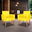 Kit 2 Poltronas Nina Deluxe Para Sala Salão Quarto Recepção Suede Varias Cores