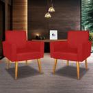 Kit 2 Poltronas Nina Deluxe Para Sala Salão Quarto Recepção Suede Varias Cores