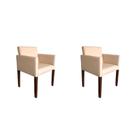 Kit 2 Poltronas Nina Para Escritório Sala De Recepção Tecido Suede - Creme - Cor: Bege