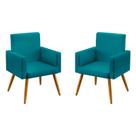 Kit 2 Poltronas Nina Suede Azul Turquesa Aradecor