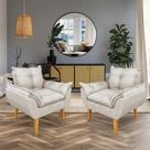 Kit 2 Poltronas Opala Decorativa Luxo Linho Bege SKY MOBILE
