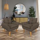Kit 2 Poltronas Opala Decorativa Luxo Linho Marrom Dal Poz Estofados