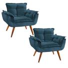 KIt 2 Poltronas Opala Decorativa para Sala de Estar Quarto Recepção Clinica Suede Azul Marinho - Jm interiores