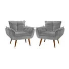 Kit 2 Poltronas Opala Decorativa Reforçada Recepção Clínica Salão Sala de Estar Suede