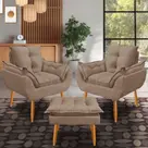 Kit 2 Poltronas opala mais puff Decorativo Suede, Escritório, Consultório, Quarto, Recepçãopala