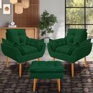 Kit 2 Poltronas opala mais puff Decorativo Suede, Escritório, Consultório, Quarto, Recepçãopala