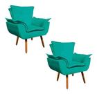 Kit 2 Poltronas Opala Recepção King Lar Suede Verde Turquesa Kit 2 Poltronas Opala Recepção King Lar Suede Verde Turquesa
