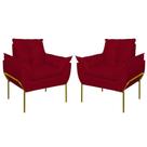 Kit 2 Poltronas Opala Sala e Quarto Suede Vermelho Balaqui Estofados Kit 2 Poltronas Opala Sala e Quarto Suede Vermelho Balaqui Estofados