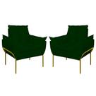 Kit 2 Poltronas Opala Sala Quarto Base Metal Suede Verde Balaqui Estofados