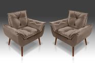 Kit 2 Poltronas Opala Suede Cappuccino Decorativa Sala Escritório, salão, quarto, recepção -LM Decor