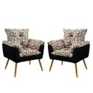 Kit 2 Poltronas Opala Suede Estampado Laranja com Preto Aradecor Kit 2 Poltronas Opala Suede Estampado Laranja com Preto Aradecor