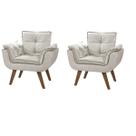 Kit 2 Poltronas Opalla Cadeira Decorativa Suede Bege para Escritório Sala de Estar Recepção