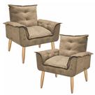 Kit 2 Poltronas Opalla Cadeira Decorativa Suede Cappuccino para Escritório Sala de Estar Recepção