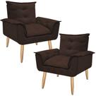 Kit 2 Poltronas Opalla Cadeira Decorativa Suede Marrom Café para Escritório Sala de Estar Recepção Kit 2 Poltronas Opalla Cadeira Decorativa Suede Marrom Café para Escritório Sala de Estar Recepção