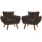 Kit 2 Poltronas Opalla Decorativa Reforçada Recepção Sala De Estar Suede