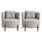 Kit 2 Poltronas Orgânica Curva Luna Boucle Cinza Claro Pés de Madeira - Montanaris Decor Kit 2 Poltronas Orgânica Curva Luna Boucle Cinza Claro Pés de Madeira - Montanaris Decor
