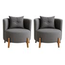 Kit 2 Poltronas Orgânica Curva Luna Boucle Cinza Pés de Madeira - Montanaris Decor