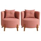 Kit 2 Poltronas Orgânica Curva Luna Boucle Rosa Pés de Madeira - Montanaris Decor