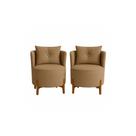 Kit 2 Poltronas Orgânica Curva Luna Veludo Cappuccino - Montanaris Decor