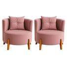 Kit 2 Poltronas Orgânica Curva Luna Veludo Rosê Pés de Madeira - Montanaris Decor