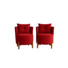 Kit 2 Poltronas Orgânica Curva Luna Veludo Vermelho - Montanaris Decor