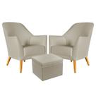 Kit 2 Poltronas Orion com Puff Quasar Couro Bege Aradecor Kit 2 Poltronas Orion com Puff Quasar Couro Bege Aradecor