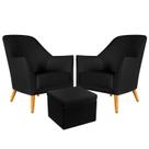 Kit 2 Poltronas Orion com Puff Quasar Suede Preto Aradecor Kit 2 Poltronas Orion com Puff Quasar Suede Preto Aradecor