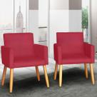 Kit 2 Poltronas para Recepção Sala Decorativa Cadeira Estofada Resistente Escritório Sala de estar manicure Sala de espera Pés palito de madeira