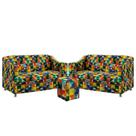 Kit 2 Poltronas Para Sala de Estar Namoradeiras Alya com Puff Izar Sued Estampado Colorido Aradecor