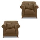 Kit 2 Poltronas Para Sala de Estar Vênus Suede Caramelo Pés Castanho - Pallazio