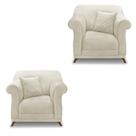 Kit 2 Poltronas Para Sala de Estar Vênus Veludo Bege Pés Castanho - Pallazio