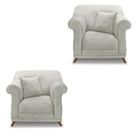 Kit 2 Poltronas Para Sala de Estar Vênus Veludo Cinza Prata Pés Castanho - Pallazio