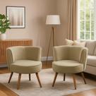 Kit 2 Poltronas Para Sala Decorativa Bela Suede Bege Mirra Decor