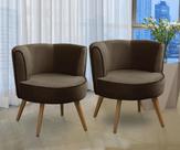 Kit 2 Poltronas Para Sala Decorativa Isadora Suede Marrom Madelina Decor
