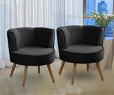 Kit 2 Poltronas Para Sala Decorativa Isadora Suede Preto Madelina Decor