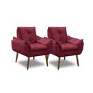 Kit 2 Poltronas Para Sala Decorativa Opala Pés Madeira Suede Bordô Império Decor Kit 2 Poltronas Para Sala Decorativa Opala Pés Madeira Suede Bordô Império Decor