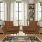 Kit 2 Poltronas Para Sala Decorativa Opala Pés Palito Suede