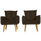Kit 2 Poltronas Para Sala Decorativa Opala Suede Marrom
