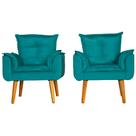 Kit 2 Poltronas Para Sala Decorativa Opala Suede Verde Água