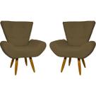 Kit 2 Poltronas Para Sala DECORATIVAS EMILIA SUEDE CORES PÉ CASTANHO - CLIQUE E DECORE Kit 2 Poltronas Para Sala DECORATIVAS EMILIA SUEDE CORES PÉ CASTANHO - CLIQUE E DECORE